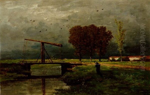 Kanallandskap Oil Painting by Paul Joseph Constantine Gabriel