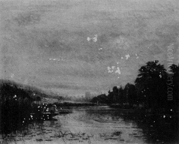 Boater On A Lake Oil Painting by Paul Joseph Constantine Gabriel