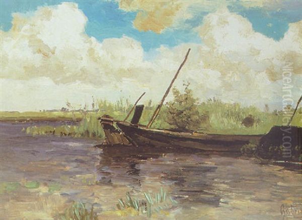 The Polder Near Kortenhoef Oil Painting by Paul Joseph Constantine Gabriel