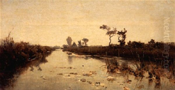 Early Morning In The Polder Of Kortenhoef Oil Painting by Paul Joseph Constantine Gabriel