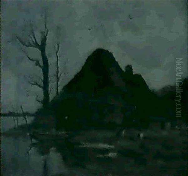 Dutch Landscape Oil Painting by Paul Joseph Constantine Gabriel