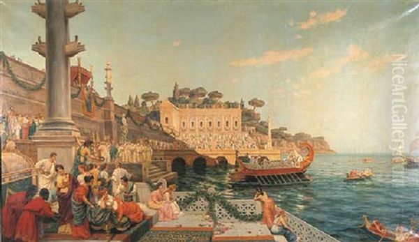 A Presentation To The Emperor And The Empress Of Rome Oil Painting by Pietro Gabrini