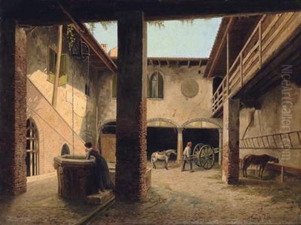 Am Brunnen Oil Painting by Vittorio Avanzi