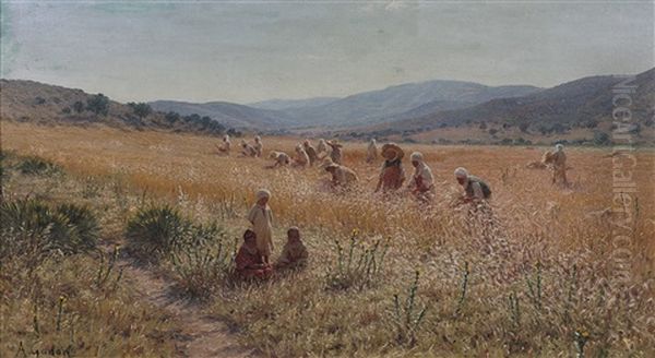 Les Moissons Oil Painting by Antoine Gadan