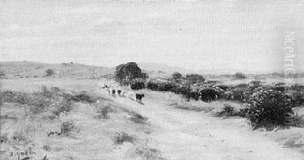 Troupeau De Chevres En Afrique Du Nord Oil Painting by Antoine Gadan