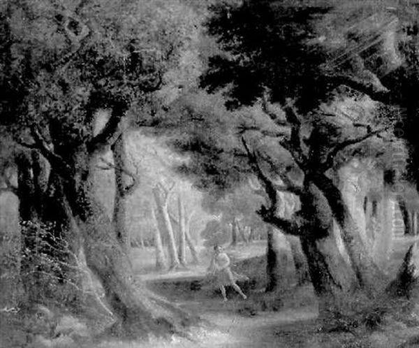 Paysage De Sous-bois Avec Apollon Et Daphnee Oil Painting by Louis Gadbois