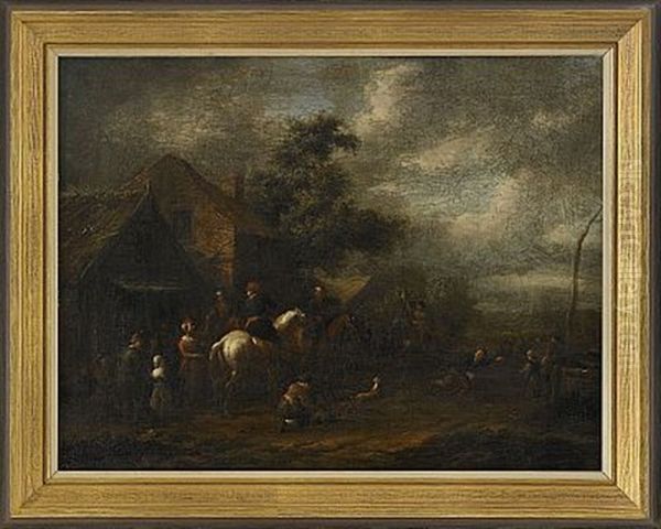 Sallskap Utanfor Vardshus Oil Painting by Barend Gael
