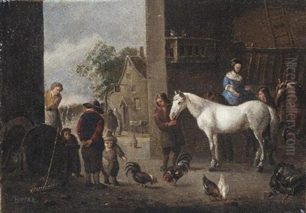 Reges Treiben In Der Scheune Oil Painting by Barend Gael