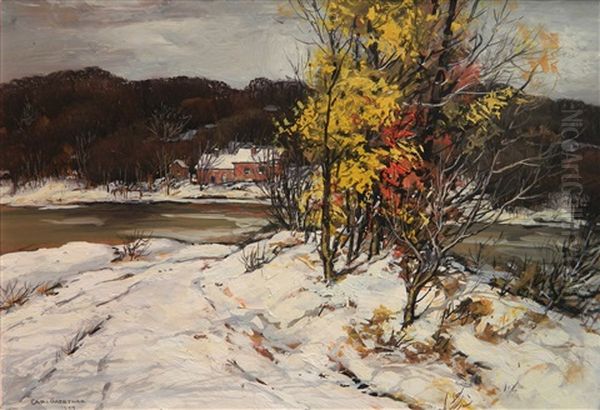 First Snow Oil Painting by Carl Frederick Gaertner