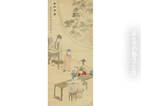 Five Children Oil Painting by Gai Qi