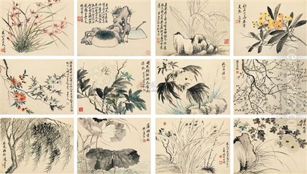 Album Of Plants And Flowers (album W/12 Works) Oil Painting by Gai Qi