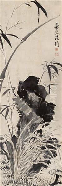 Orchid And Bamboo Oil Painting by Gai Qi