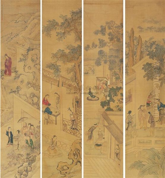 Figure (4 Works) Oil Painting by Gai Qi