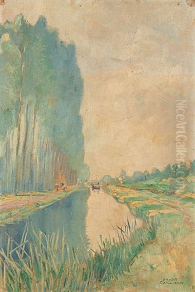 Vue De Canal Oil Painting by Franz Bernard Gailliard