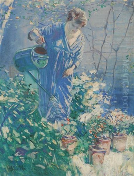 Femme A L'arrosoir Oil Painting by Franz Bernard Gailliard