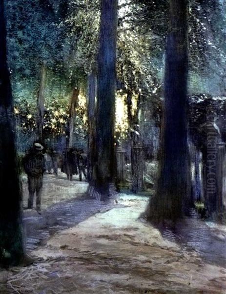 Apres-midi Au Parc De Bruxelles Oil Painting by Franz Bernard Gailliard