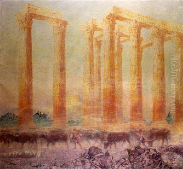 Le Temple De Zeus Oil Painting by Franz Bernard Gailliard