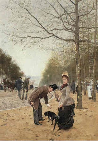 Sunday In The Park Oil Painting by Franz Bernard Gailliard