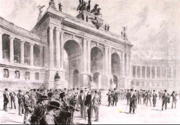 Inhuldiging Van De Eeuwfeestpaleizen Te Brussels Oil Painting by Franz Bernard Gailliard