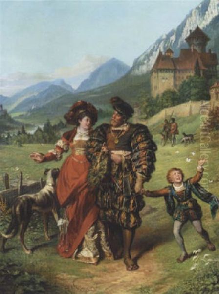 La Promenade Pres Du Chateau Oil Painting by Jakob Emanuel Gaisser