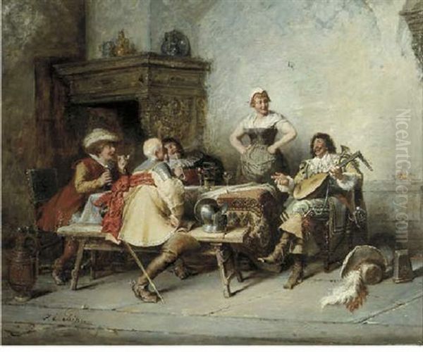 Light Entertainment Oil Painting by Jakob Emanuel Gaisser