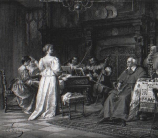 A Concert Of Chamber Music For The Cardinal Oil Painting by Jakob Emanuel Gaisser
