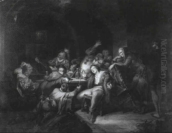 Trinkgelage Im Auerbachskeller Oil Painting by Jakob Emanuel Gaisser