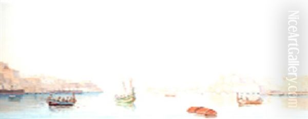 Valetta Harbour Oil Painting by Luigi Maria Galea