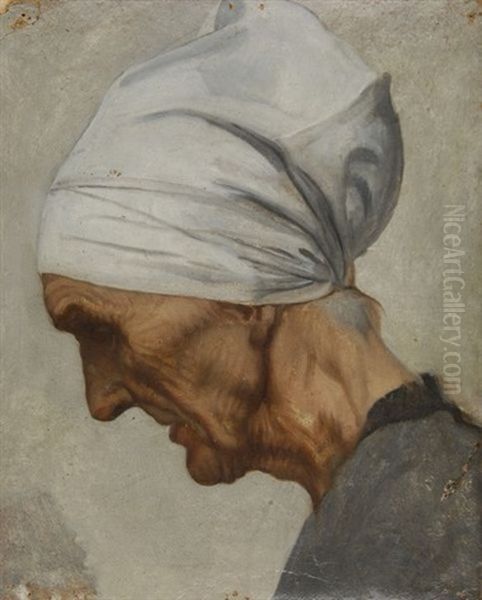 Tete D'apres Nature, Femme Agee (study) Oil Painting by Pierre-Victor Galland
