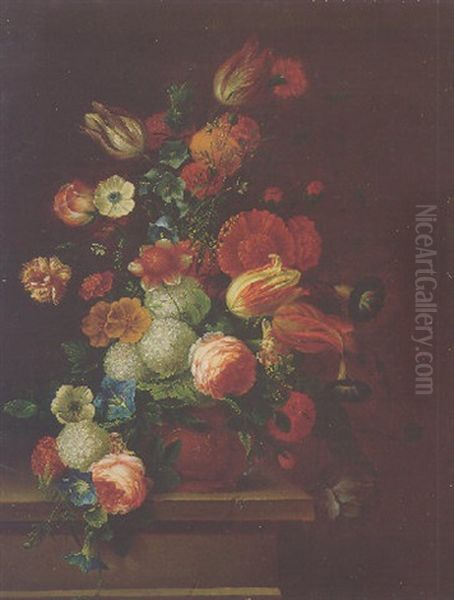 Still Life Of Flowers Oil Painting by Hieronymus Galle I