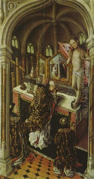 Die Messe Des Heiligen Papstes Gregor I Oil Painting by Fernando Gallego