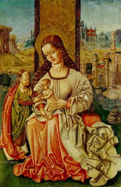 Die Mystische Vermahlung Der Hl. Katharina Oil Painting by Fernando Gallego