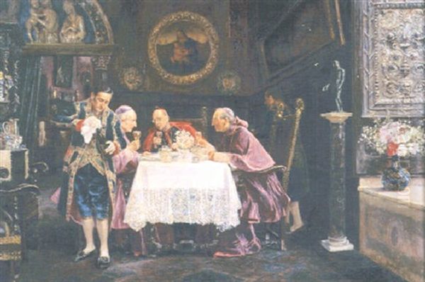 Kardinalernas Middag Oil Painting by Jose Gallegos Y Arnosa