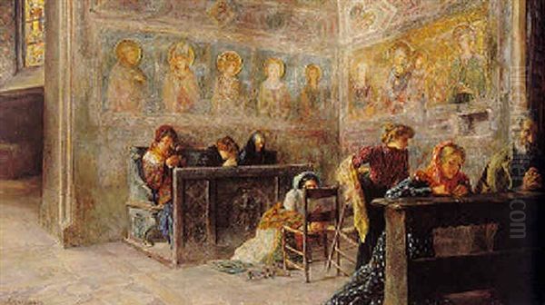 In The Church Oil Painting by Jose Gallegos Y Arnosa