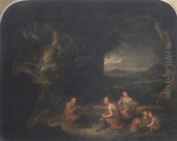 The Satyr And The Peasant Oil Painting by Louis Galloche