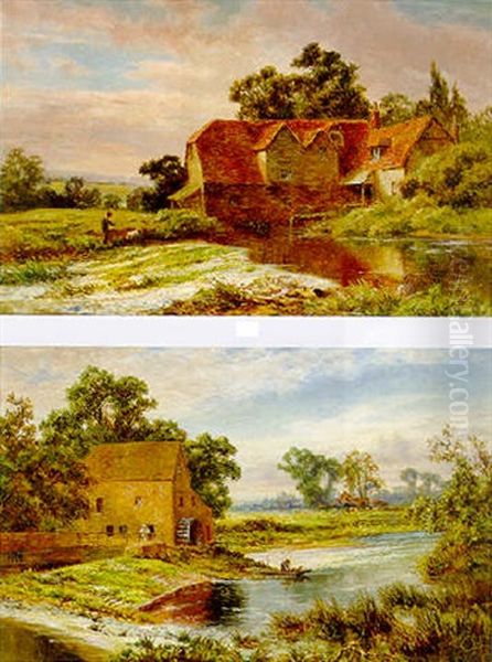 Figures Before A Mill, Welford-on-avon Oil Painting by Robert Gallon