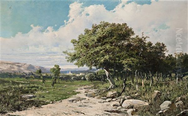 Paisaje Oil Painting by Baldomero Galofre Y Gimenez