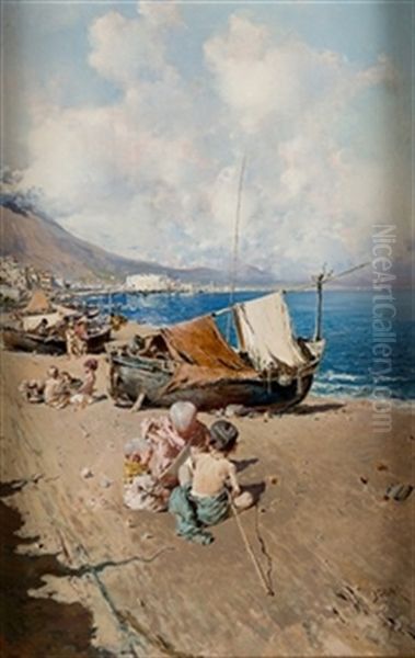 Playa De Sorrento Oil Painting by Baldomero Galofre Y Gimenez
