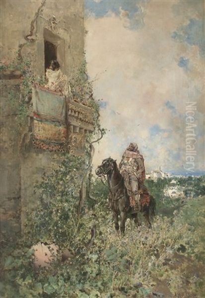 Galanteo Oil Painting by Baldomero Galofre Y Gimenez