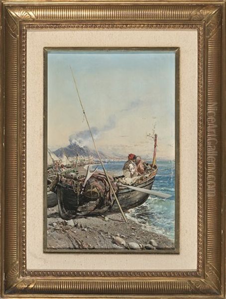 Playa De Napoles Oil Painting by Baldomero Galofre Y Gimenez