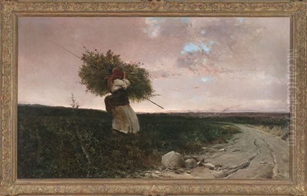 La Ultima Hora De La Jornada Oil Painting by Baldomero Galofre Y Gimenez