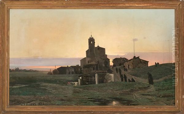 Albada Al Poble Oil Painting by Baldomero Galofre Y Gimenez