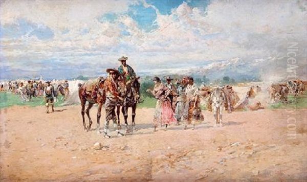 A La Feria Oil Painting by Baldomero Galofre Y Gimenez