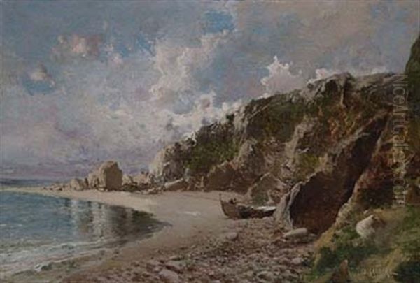 Paisaje Con Playa Y Acantilados Oil Painting by Baldomero Galofre Y Gimenez