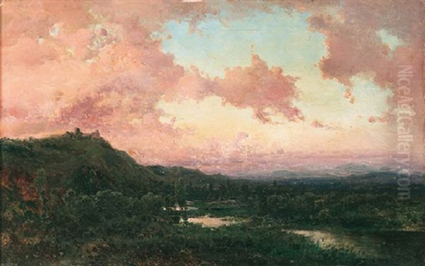 Atardecer Oil Painting by Baldomero Galofre Y Gimenez