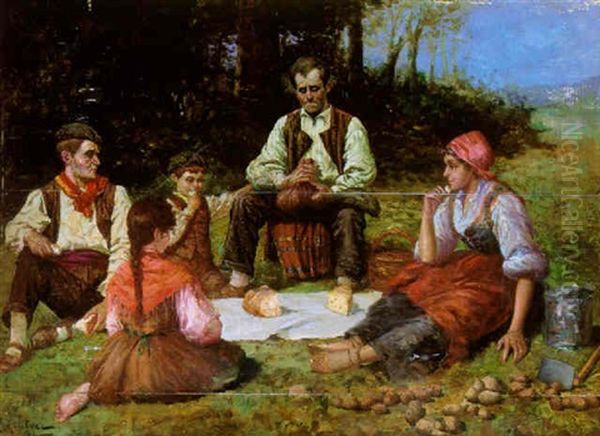 Escena Campestre Oil Painting by Baldomero Galofre Y Gimenez