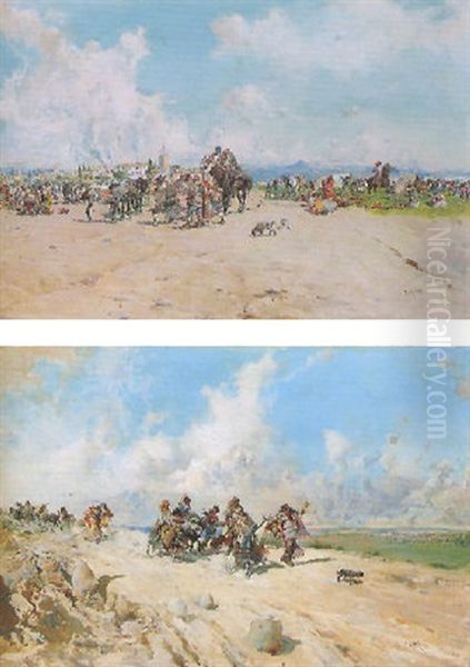 Dia De Fiesta Oil Painting by Baldomero Galofre Y Gimenez