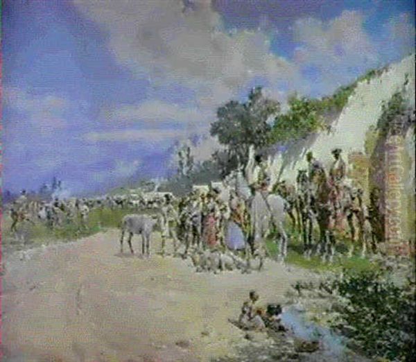 La Venta Del Borrico Oil Painting by Baldomero Galofre Y Gimenez