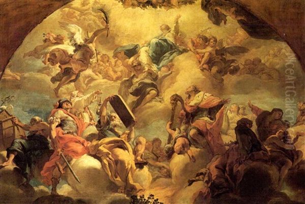 The Assumption Of The Virgin In A Painted Arch/corr.the     Bozzetto For The Other Side Ofthe Cupolas Is In Un.notredame Oil Painting by Gaetano Gandolfi