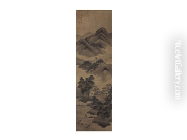 Mountain Village Oil Painting by  Ganku